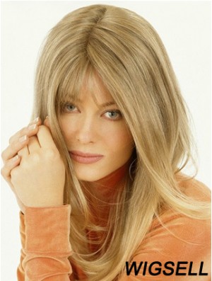 Wig Falls Long Length Straight Style Blonde Color