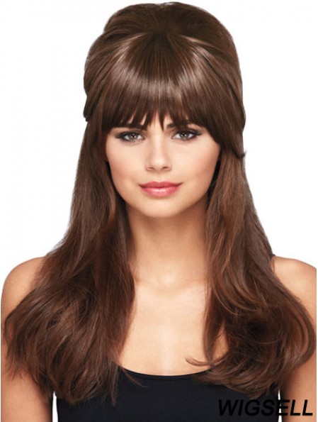 Designed Brown Straight Synthetic Clip In Hairpieces