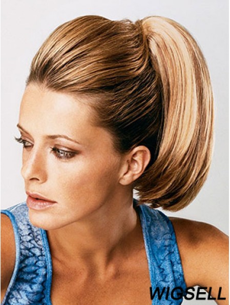 Ponytail Extensions Straight Style With Synthetic Brown Color