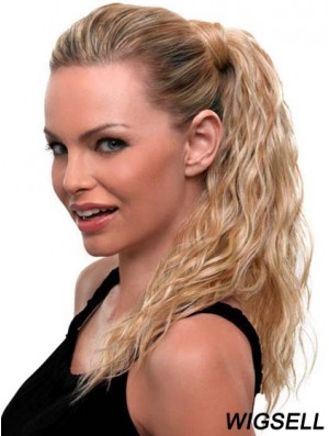 Blonde Ponytail Wavy Style Long Length With Synthetic